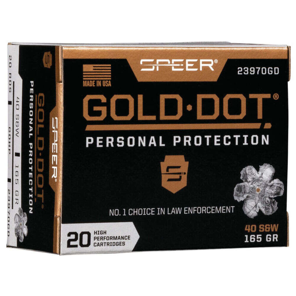 Ammunition CCI   Speer 484 ft lbs 40SW SPEER 23970GD GOLD DOT   40S    165 HP      20/10